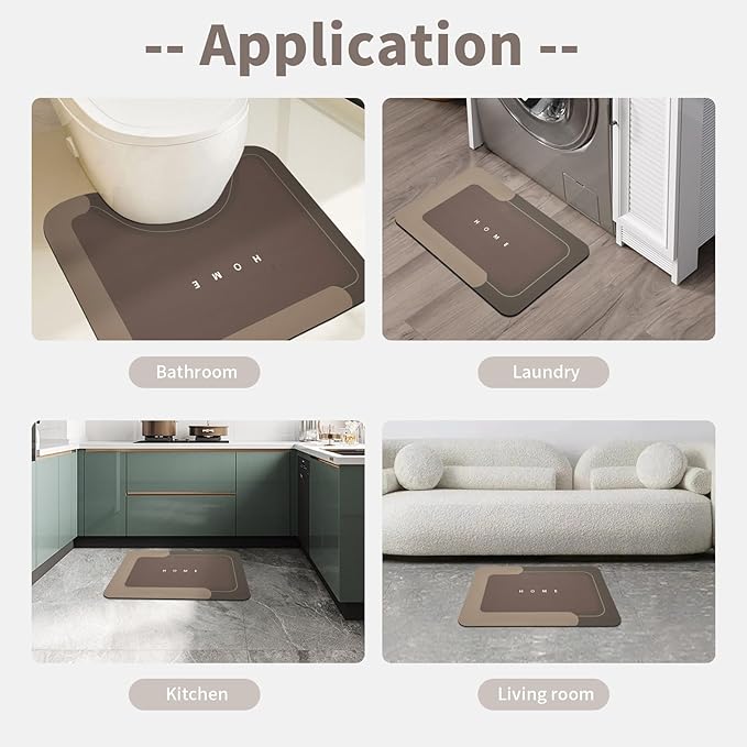 2PCS Absorbent Bath Mat Magic Rug Sets, Quick Drying Bath Mat Non-Slip Floor Rug Rubber Backed for Bathroom Kitchen Shower Sink, Water Absorbent (19.7''x23.6''+19.7''x31.9'', Brown)