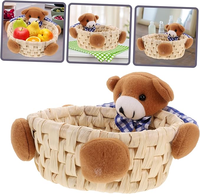 Sundries Woven Storage Basket Handwoven Decorative Container for Organizing Snacks Toys and Items Stylish and Corn Bran Material for Home Nursery Use