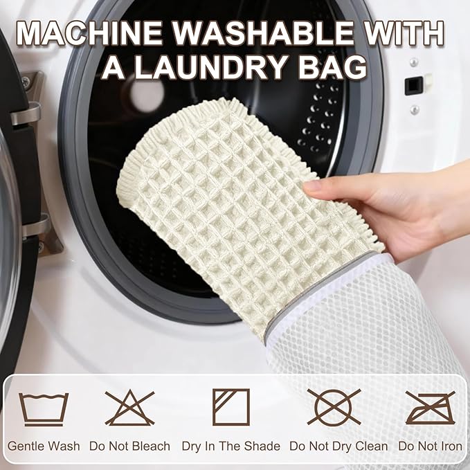 Hiasan Waffle Bath Mat, Super Absorbent Non Slip Bathroom Boho Rug with Tassels, Machine Washable Bath Mats for Bathroom, Ultra Soft Rubber Backed Rug, White, 24 x 60 Inches