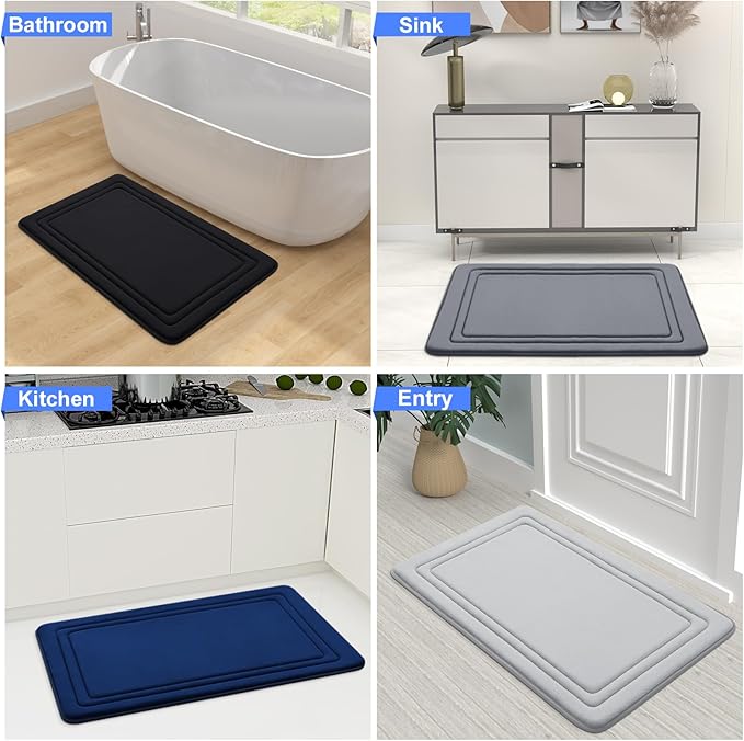 Grandaily Memory Foam Bath Mat Rug 70x24, Ultra Soft, Non-Slip and Absorbent Bathroom Rugs, Machine Wash Dry, Comfortable Bath Carpet for Bathroom Floor, Tub and Shower, Brown
