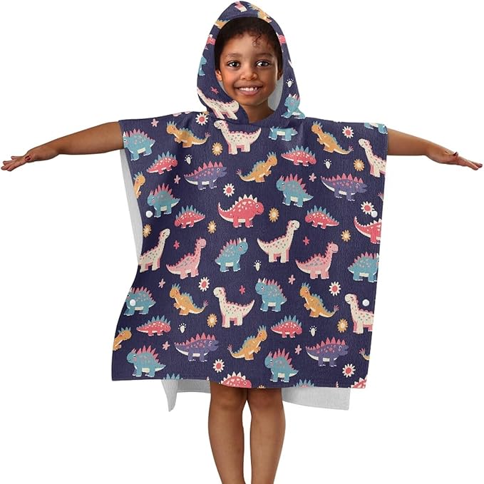 Hooded Beach Towel for Kids Golf Large Towel Wrap Ultra Absorbent Natural Baby Stuff Baby Bath Shower Decorations for Boys Girls-Cute Dinosaurs