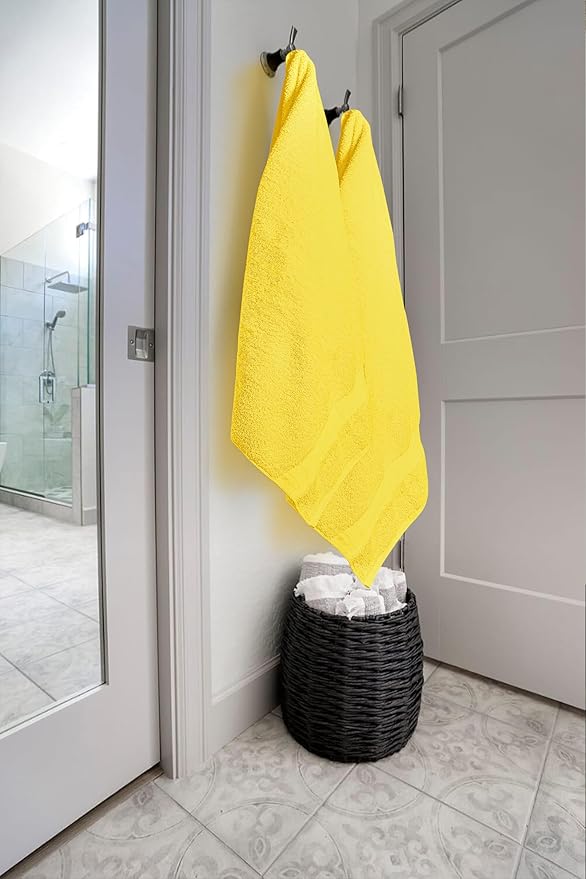 100% Cotton Luxury Bath Sheets - Pack of 2 (35" x 70") | Super Soft, Quick-Dry & Highly Absorbent Towels for Bathroom, Home, Spa & Gym (Yellow)