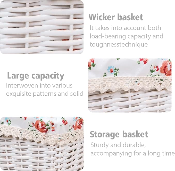 KINGWILLOW Woven Rectangular Wicker Storage Basket,Small Organizer Box