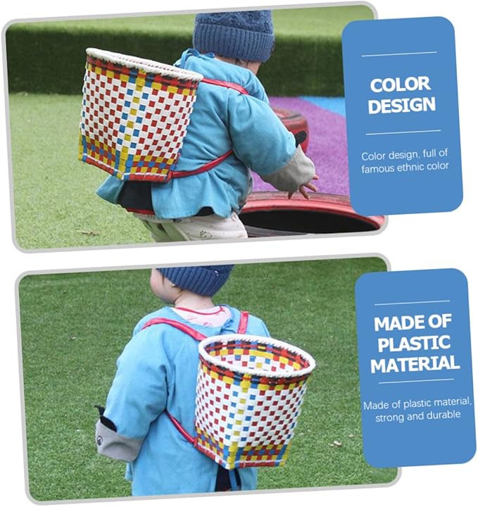 Handwoven Ethnic Style Basket Toy for Boys and Girls Random Dance Prop and Storage for Boy Girl Playroom and Nursery