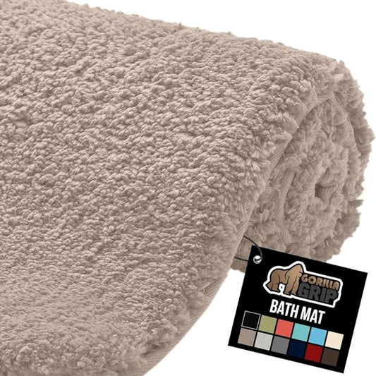 GORILLA GRIP Bathroom Rugs, 42x24, Ultra Soft Absorbent Mat, Thick Plush Bath Rug, Machine Washable, Microfiber Quick Dry, Mats for Shower, Bathtub and Floor, Home Decor Accessories, Beige