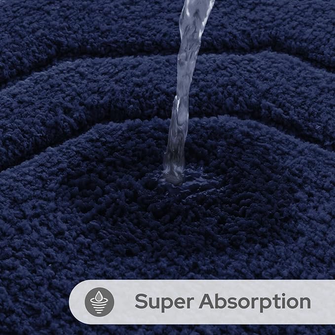 HOMEIDEAS Navy Blue Bathroom Rugs, Extra Soft and Absorbent Microfiber Plush Bath Mat with Non Slip Backing(Navy Blue)