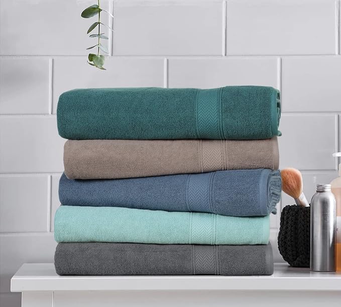 HILLFAIR 600 GSM- 40 x 80 Inches- 100% Cotton 2 Pc XXL Oversized Bath Towel Set- Soft Highly Absorbent Jumbo Bath Sheets Towels Sets- Quick Dry Oversized Bath Towel Sets for Hotel Spa Pool- Platinum
