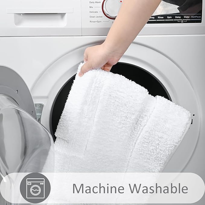 HOMORE Bathroom Rugs 24x36 Inch White Bathroom Runner Rug Non Slip Washable, Soft and Absorbent Bath Rugs, TPR Backing Bath Mat, Plush Bath Rug for Shower Floor