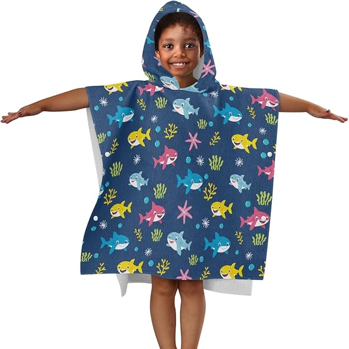 Baby Bath Towel Hooded Ultra Soft Towel Highly Cartoon Shark Bath Pool Beach Soft Hooded Towel Wrap for Toddler and Kids Toddlers Shower Decorations for Boys Girls