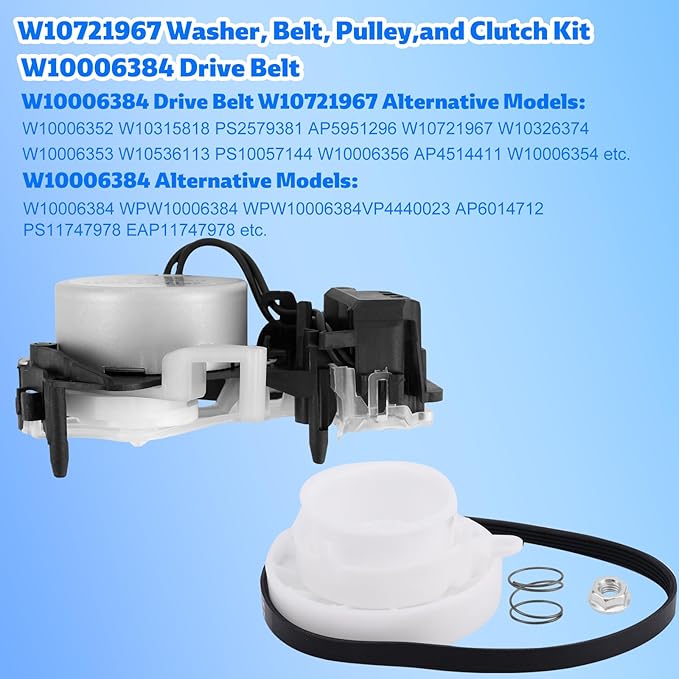 Upgraded W10913953 Washer Shift Actuator, W10721967 Pulley Clutch Kit & Drive Belt W10006384 Replaces 49TYZ-E120A1 W11481722 W10815026 MVWX655DW1