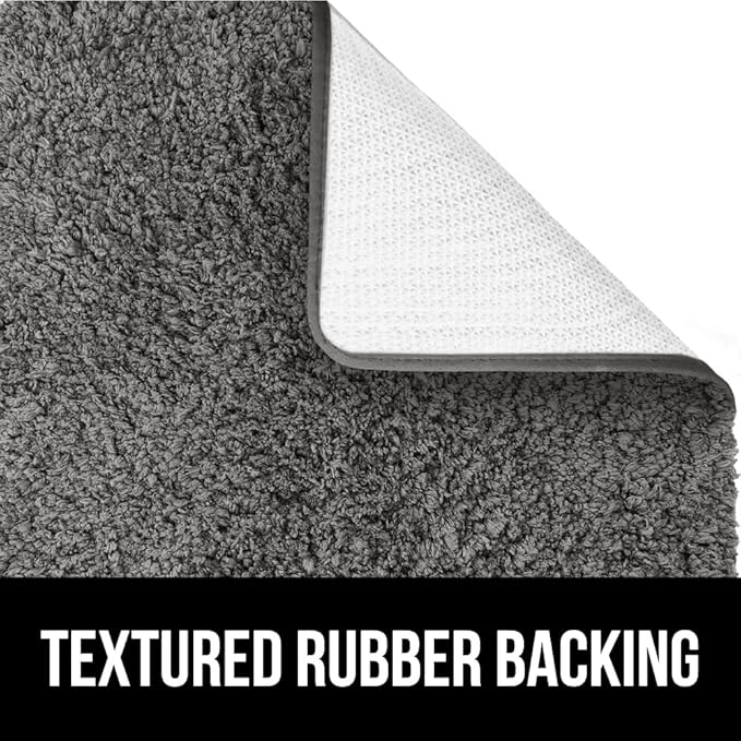 GORILLA GRIP Bathroom Rugs, 42x24, Ultra Soft Absorbent Mat, Thick Plush Bath Rug, Machine Washable, Microfiber Quick Dry, Mats for Shower, Bathtub and Floor, Home Decor Accessories, Charcoal