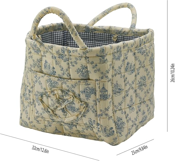 Boho Fabric Storage Basket, Large Capacity Laundry Basket, 12.2'' x 10.23'' x 10.23'' Collapsible Laundry Hamper with Easy Carry Handles (B Multi-Color 2, L)