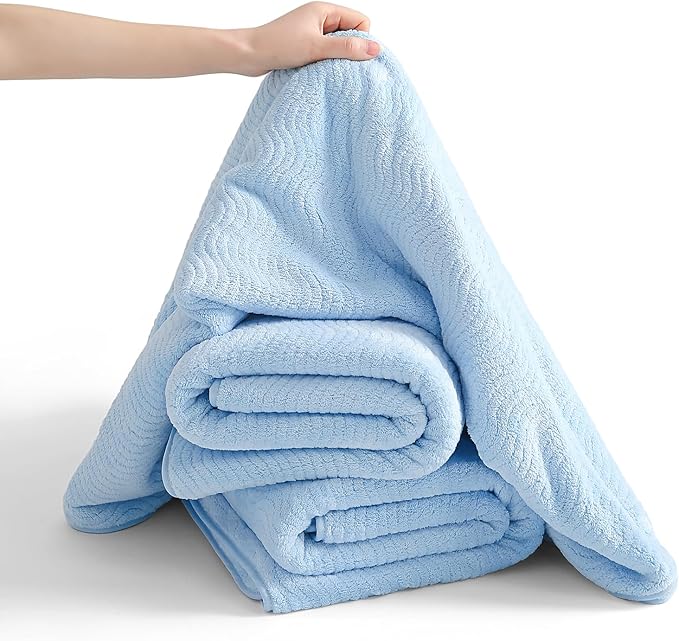 4 Piece Extra Large Bath Towel 35"x70" Oversized Bath Sheet Blue Bath Towel Set for Bathroom Ultra Soft Cozy Highly Absorbent Quick Dry Bathroom Towel for Spa Gym Hotel,Shower Towel for Daily Use