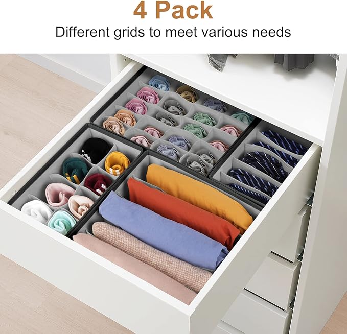 Organizer Divider, Foldable Closet Storage Organizer Basket, and Fabric Organization Bins for Clothes 6 Pack