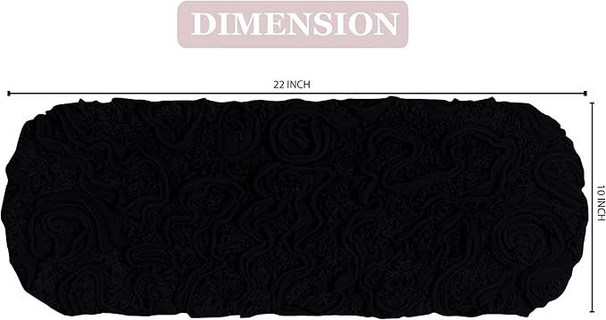 Home Weavers Bell Flower Toilet Tank Lid Cover – 10"x22", 100% Cotton, Tufted, Soft & Absorbent, Non-Slip, Machine Washable Bathroom Décor, Black