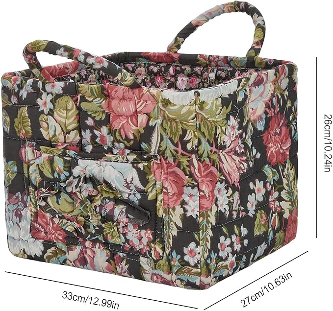 Boho Fabric Storage Basket, Large Capacity Laundry Basket, 12.2'' x 10.23'' x 10.23'' Collapsible Laundry Hamper with Easy Carry Handles (D Multi-Color 8, L)