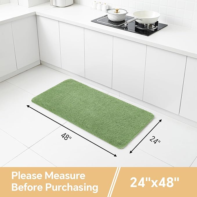 Hunter Green Bathroom Rugs 24"x48" – Long Plush Non-Slip Bath Mat, Absorbent & Washable Microfiber Runner Rug – Perfect for Tub, Sink, or Washroom