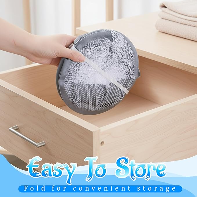 2 Pack Mesh Foldable Hanging Laundry Hamper, Small Wall Laundry Baskets Space-Saving Wall Hamper Portable Dirty Clothes Organizer for Home, Dorms, Hotels, RVs Grey White