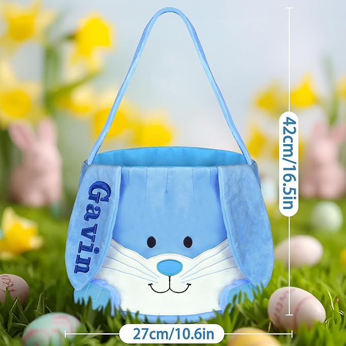 Easter Basket, Touber Easter Bunny Basket, Personalized Easter Baskets for Kids, Easter Gifts Basket for Girls Baby Children - Plush Baskets Blue