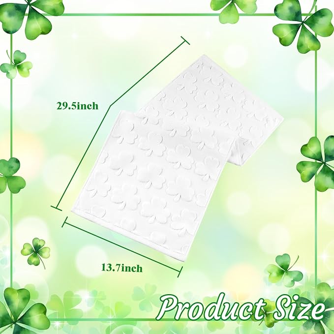 2 Pack St. Patrick's Day Hand Towels White Shamrock Clover Soft 100% Cotton Absorbent Decorative Bathroom Towels Set for Kitchen Bath Workout Hand Face Hair, 13.7'' x 29.5''