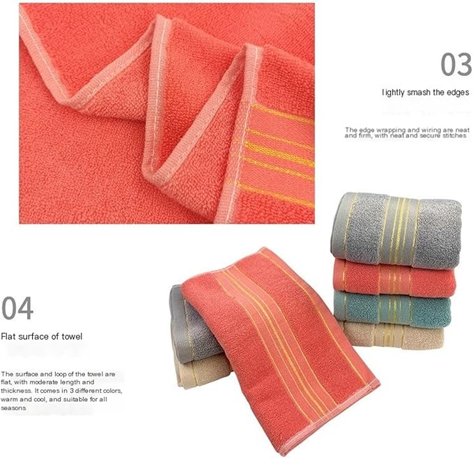 3-Pack Cotton Towels, Soft and Absorbent Face & Bath Towels, Solid Colors with Embroidery(Light Grey)