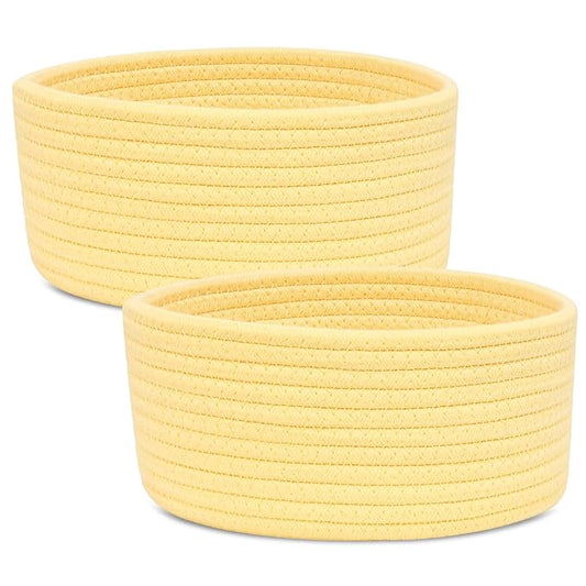 ABenkle 2 Pack Small Baskets, Cotton Rope Woven Basket, Cute Mini Tiny Storage Baskets, Decorative Boho Basket for Nursery Living Room Bedroom Shelf, Empty Gift Basket