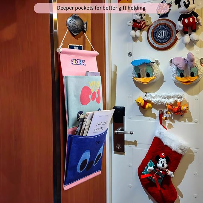Fish Extender Hanger for Disney Cruise Gift Exchange Pixie Dust DCL Door Hanging Mail Box Bag Personalized 2025 2026 (2 pockets)
