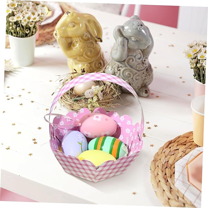 LIFKOME 12pcs Easter Bunny Design Baskets Adorable Storage for Boys and Girls for Easter Candy Treats and Interactive Play Early Education Decor
