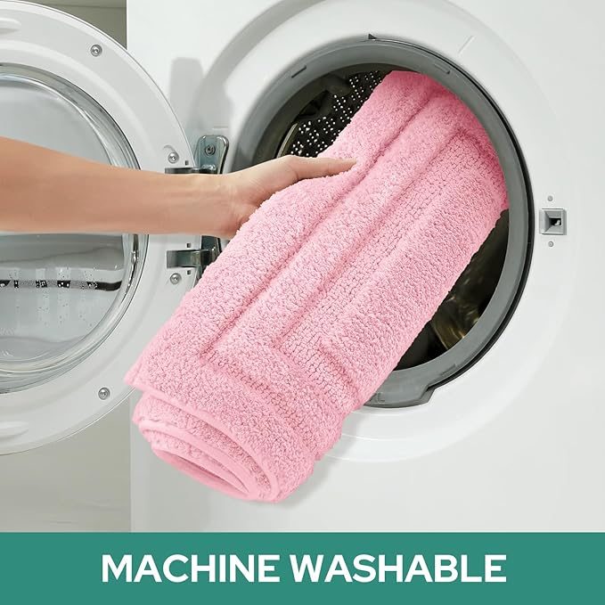HOMEIDEAS Bathroom Rugs Sets 3 Piece, Super Soft and Absorbent Non Slip Microfiber Toilet Bath Mat with U-Shaped (Light Pink)