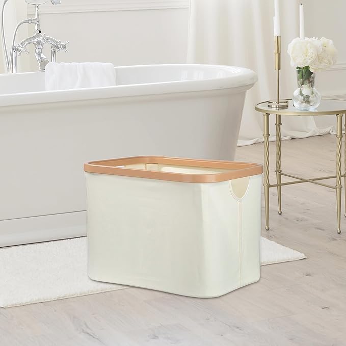 50L Foldable Laundry Basket,Versatile Storage Basket with Bamboo Borders for Bedroom,Office,Dorm.Great for Use as a Hamper with Lid, Towel Hamper for Wet Towels,Black,Covered,3 Pack