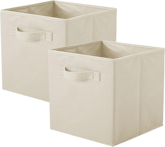 ShellKingdom Storage Bins, Foldable Fabric Storage Cubes And Cloth Storage Organizer Drawer For Closet And Toys Storage,2 Pack (Beige)