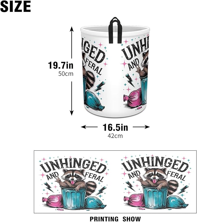 Unhinged And Feral Racoon Baby Laundry Hamper,kids laundry Basket,Waterproof Storage Bin for Bedroom,Clothes Organizer Basket,Toys Box,Room Decor