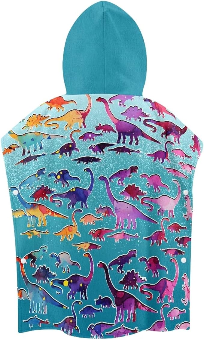 Hooded Kids Bath Towel Color Dinosaur Ultra Soft Towel Highly Absorbent Bathroom Beach Swim Supplies Toddlers Shower Decorations for Boys Girls