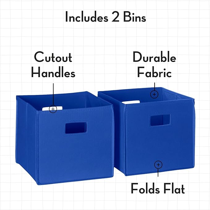 RiverRidge Folding Storage Bins with Handles Blue Cube Storage Organizer for Closet, Bedroom & Playroom - Closet Organizers and Storage Set of 2