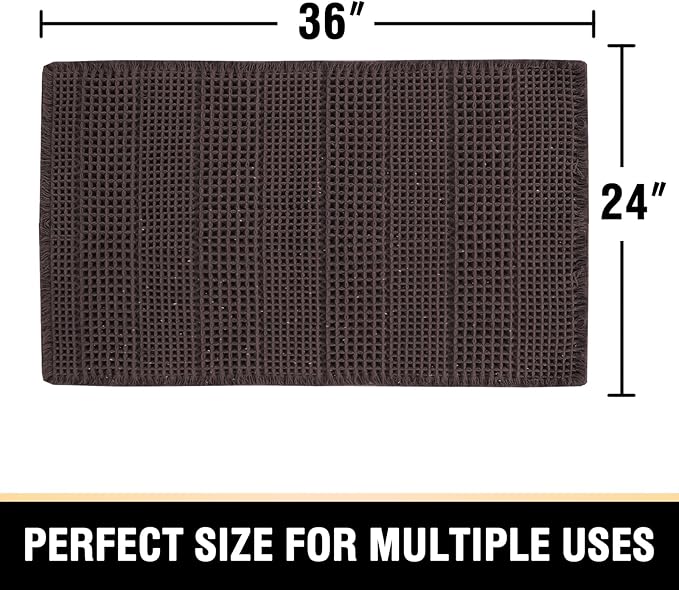 H.VERSAILTEX Upgraded Waffle Bath Mat Super Absorbent Non Slip Bath Rugs for Beside Tub, 24" x 36", Chocolate