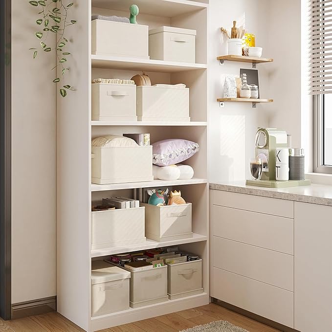 Jumbo Fabric Storage Bins with Lids 19.7*13.8*12.2 in, 2-Pack Storage Baskets for Closet, Large Linen Organizers and Storage Bins for Bedroom, Collapsible Baskets and Bins with Handles, Off White
