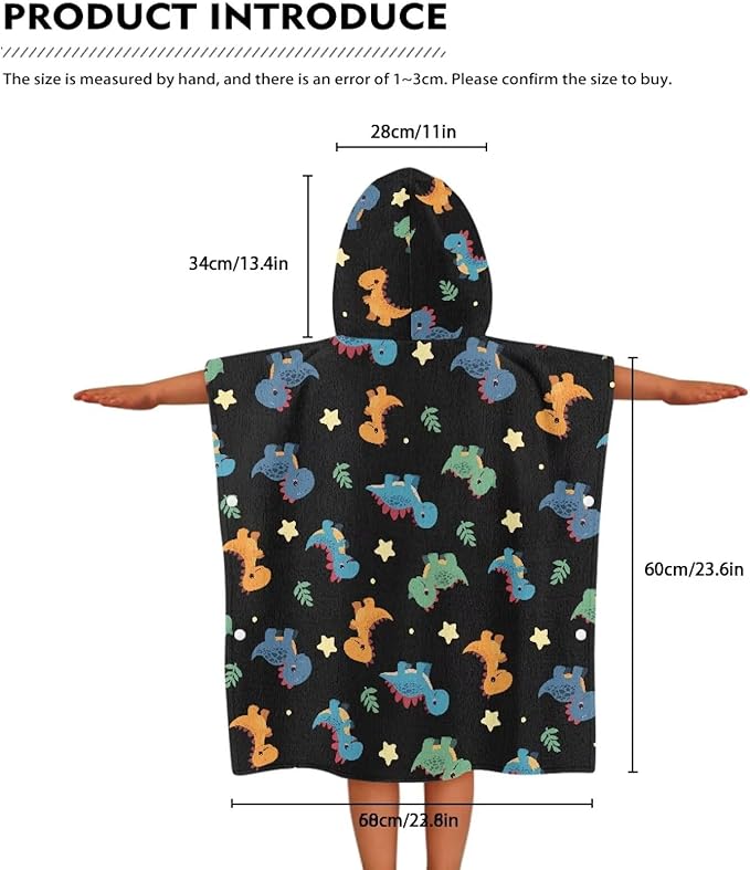Hooded Bath Towels for Boy Girl Shower Beach Pool Dinosaur Stars Large Towel Wrap Ultra Absorbent Toddlers Shower Decorations for Babies Toddler Infant