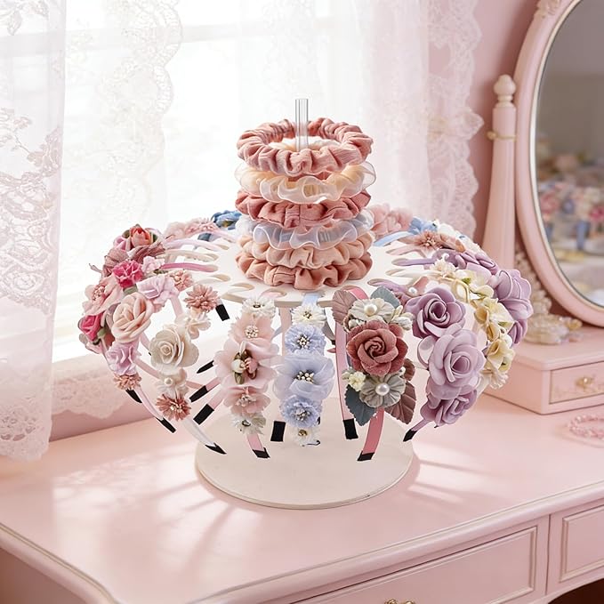 OOSAKU Headband Holder Stand Storage for Baby, Wooden ersatile Organizer for Scrunchies, Bows & Claw Clips for Girls, Women, Babies (FK-Q-1)