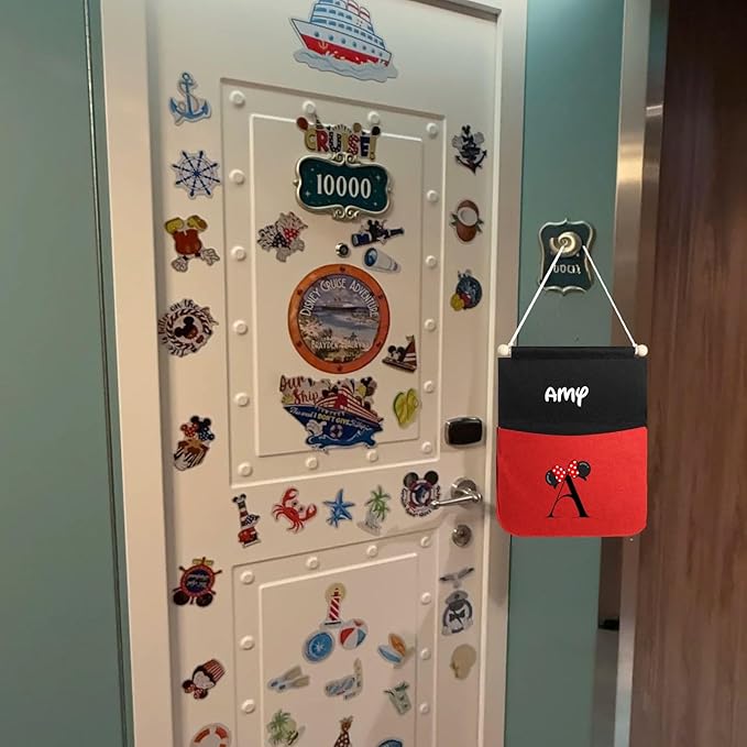 2026 2025 Cruise Fish Extenders For Disney Door Single Two Pockets Felt Personized Gift Exchange Mail Bag Pixie Dust (RED, one pocket)