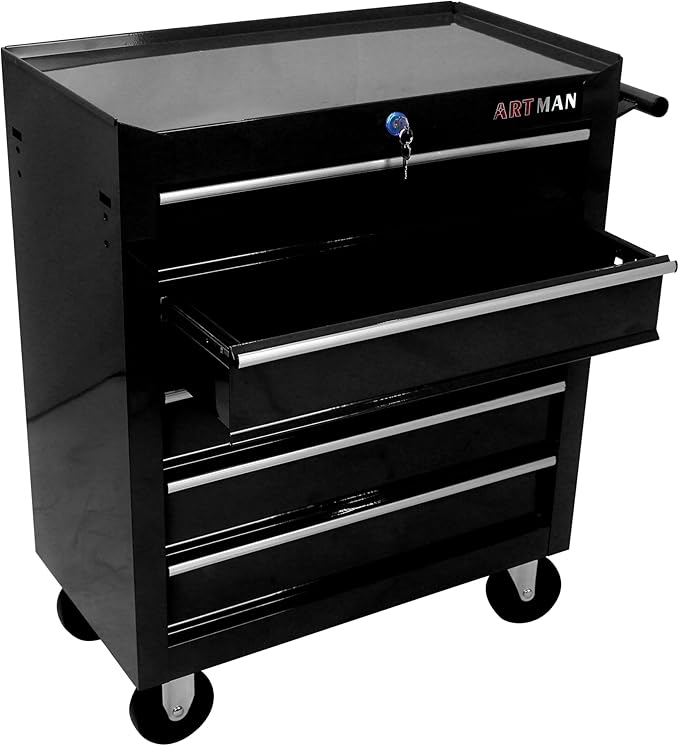 5 Drawers Rolling Tool Chest Cart ,24.2*12.9*29.9"Tool Storage Cabinet With 4 Wheels.Portable Tool Cabinet Trolley With Locking System and Drawer Liners.Tool Storage Cart for Garage,Workshop