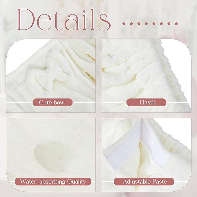Xtinmee 2 Sets Womens Wrap Towel with Hair Towel Bath Towel Wrap Shower Dress Towel Spa Wraps for Women's Bathrobe (White, Plus Size)