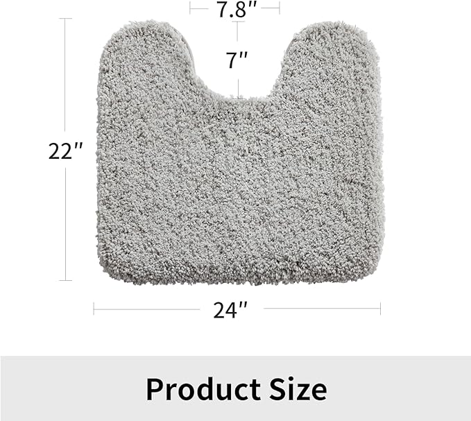Grey Toilet Rug 22x24 Non Slip Fluffy Toilet Floor Mat U Shaped Washable Bathroom Contour Rug for Toilet Absorbent Thick Toilet Carpet