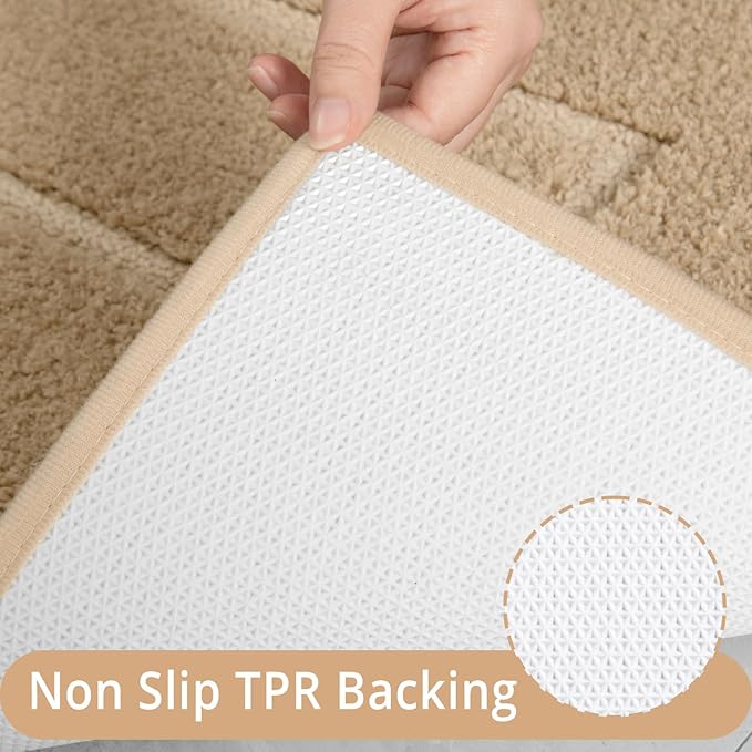 HOMORE Bathroom Runner Rug 24x60 Inch Beige Long Bathroom Runners Rugs, Soft and Absorbent Microfiber Non Slip Washable Bath Rug, Plush Bath Rugs Mat for Shower Floor
