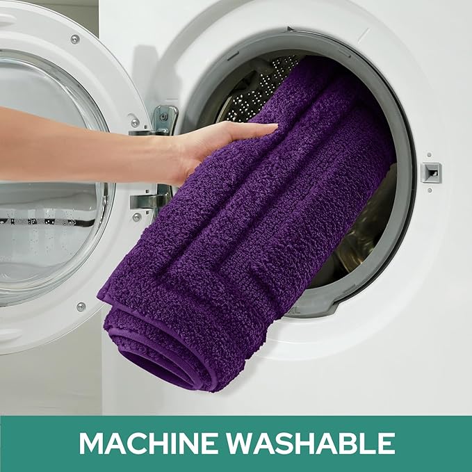 HOMEIDEAS Bathroom Rugs Sets 3 Piece, Super Soft and Absorbent Non Slip Microfiber Toilet Bath Mat with U-Shaped (Purple)
