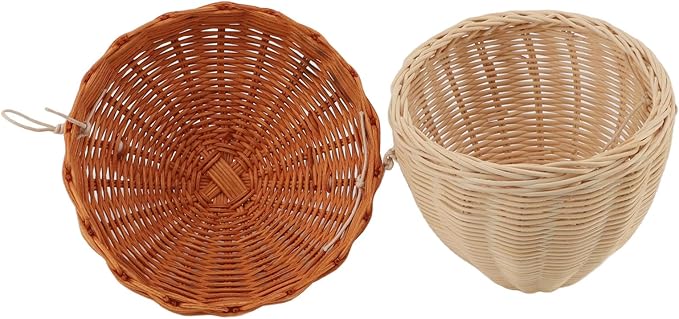 Rattan Storage Basket Mushroom Shape Decorative Woven Fruit Basket Wall Hanging Storage Basket with Lid Photo Prop Room Decor