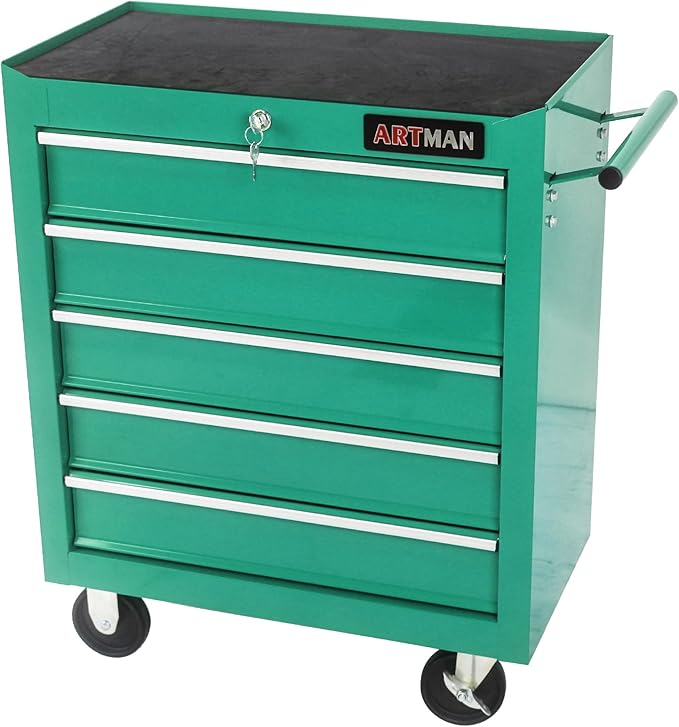 5 Drawers Rolling Tool Chest Cart ,24.2*12.9*29.9"Tool Storage Cabinet With 4 Wheels.Portable Tool Cabinet Trolley With Locking System and Drawer Liners.Tool Storage Cart for Garage,Workshop