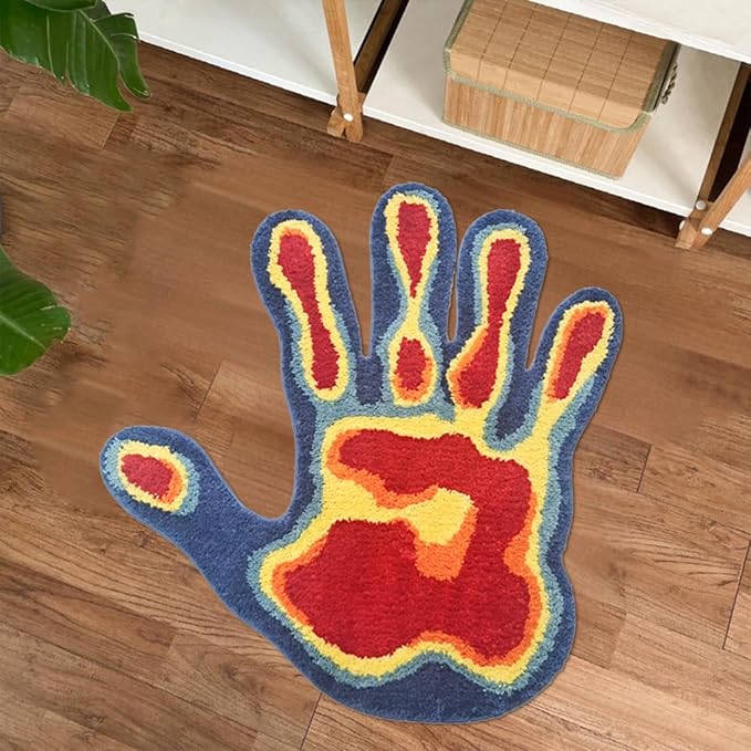 Hand Shaped Rug Fun Bathroom Rugs Cool Abstract Cute Bath Mat Tufted Extra Soft Quick Dry Water Absorbent Non Slip Bath Mats Bedroom Aesthetic Decor Carpet, 2.6 x 2.6FT
