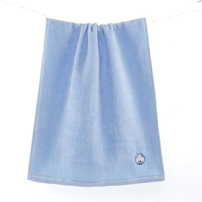 32-Ply Cotton Towels 3 Pack, Dense Loop Thick Absorbent Towels, Soft for Face & Bath(Blue)