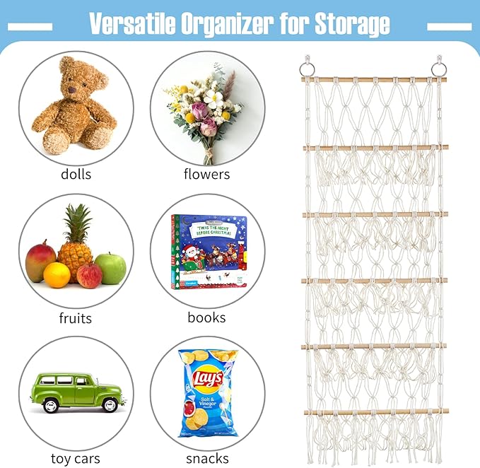 Stuffed Animal Net or Hammock Handmade Hammock Net for Stuffed Animals Corner Wall Hanging for Storage Organizer Holder for Small Stuffed Animal Net