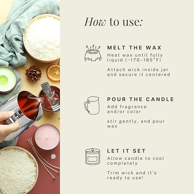 Hearth & Harbor Organic Soy Candle Wax for Candle Making, 50 lbs Natural Candles Making Supplies, Beeswax-Free, Paraffin-Free, Pure Soy Wax Flakes Perfect for Candles, Tealights and Melts